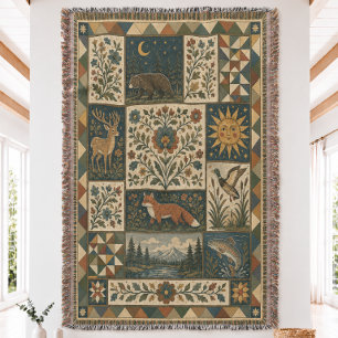 Folk Art Bosland Dekbed Gewoven Worpdeken Deken