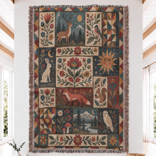 Folk Art Bosland Dekbed Gewoven Worpdeken Deken