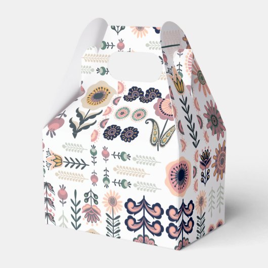 Folk Art Botanisch naadloos patroon Bedankdoosjes (Voorkant Zijde)