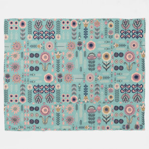 Folk Art Botanisch naadloos patroon Fleece Deken