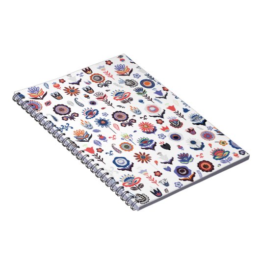 Folk Art Botanisch naadloos patroon Notitieboek (Rechterzijde)