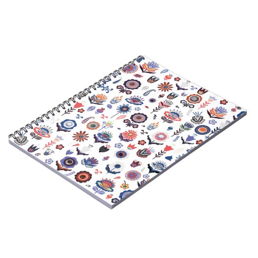 Folk Art Botanisch naadloos patroon Notitieboek (Linkerzijde)