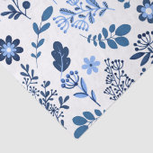 Folk Art Botanische Floral Afdrukken Blauwe Witte  Tissuepapier (Detail)