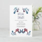 Folk Art Bruidsfeest Uitnodigingen Scandinavische  (Staand voorkant)