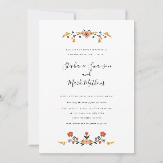 Folk Art bruiloft uitnodigingen (Voorkant)