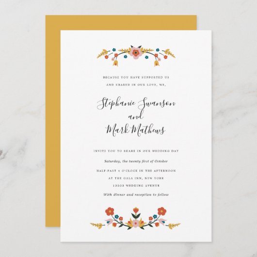 Folk Art bruiloft uitnodigingen (Voorkant / Achterkant)