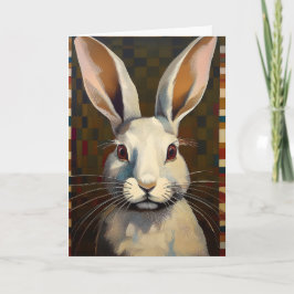 Folk Art Bunny Rabbit Art Blank Card Kaart