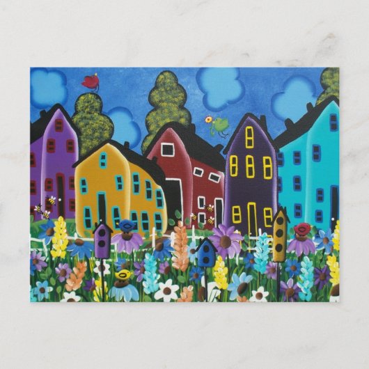 FOLK ART Busy Bee by LORI EVERETT briefkaart (Voorkant)