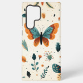 Folk Art Butterflies with Teal and Terracotta Samsung Galaxy Hoesje (Achterkant)