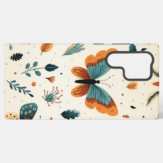 Folk Art Butterflies with Teal and Terracotta Samsung Galaxy Hoesje (Achterkant horizontaal)
