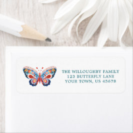 Folk Art Butterfly Nieuw adreslabel Etiket