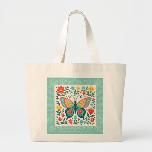 Folk Art Butterfly Tote Bag (Voorkant)