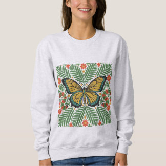 Folk Art Butterfly with Ferns Trui