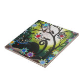 Folk Art_By Everett_ Day of the Dead, Black CAT Tegeltje (Zijkant)