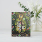 Folk Art_by Lori Everett, dag van de dood, boomkun Briefkaart (Staand voorkant)
