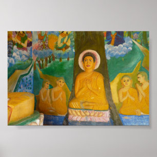 Folk-art Cambodian Buddha afbeelding Poster