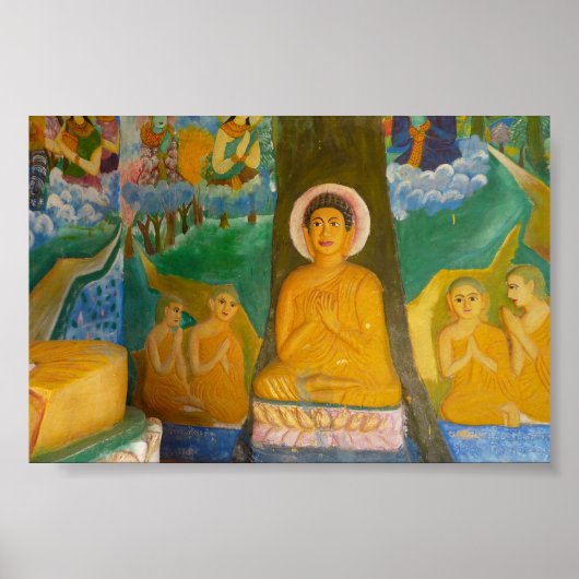Folk-art Cambodian Buddha afbeelding Poster (Voorkant)
