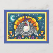 FOLK ART CANDY CORN TURKEY PILGRIM, THANKSGIVING BRIEFKAART (Voorkant)