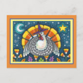 FOLK ART CANDY CORN TURKEY PILGRIM, THANKSGIVING BRIEFKAART (Voorkant)