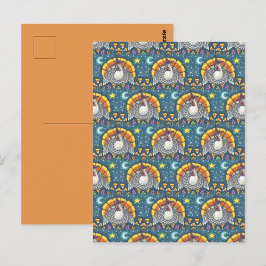 FOLK ART CANDY CORN TURKEY PILGRIM, THANKSGIVING BRIEFKAART (Voorkant / Achterkant)