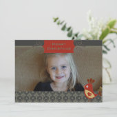 Folk Art Cardinale Aangepaste Fotovakantie Kaart (Staand voorkant)