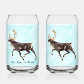 Folk Art Caribou/Reindeer Blikvorm Glas (Voorkant)