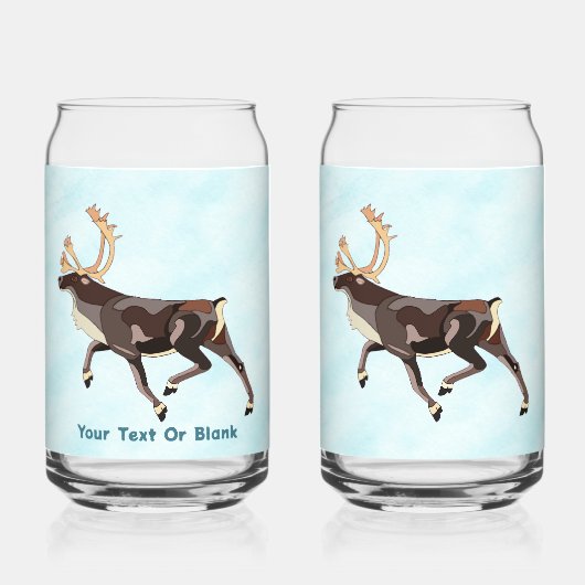 Folk Art Caribou/Reindeer Blikvorm Glas (Voorkant)