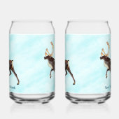 Folk Art Caribou/Reindeer Blikvorm Glas (Links)