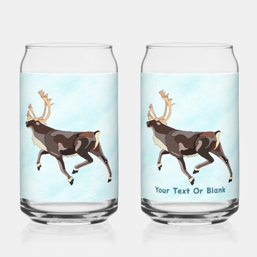 Folk Art Caribou/Reindeer Blikvorm Glas (Achterkant)