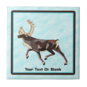 Folk Art Caribou/Reindeer Tegeltje (Voorkant)