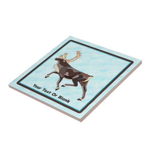 Folk Art Caribou/Reindeer Tegeltje (Zijkant)