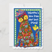 Folk Art Cat Flat Valentijn Card Feestdagenkaart (Voorkant)