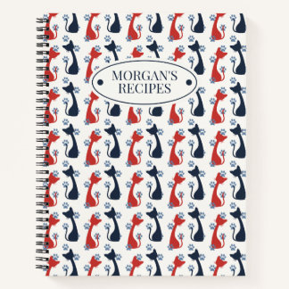 Folk Art Cat Pattern | Farmhouse Kitchen Recipe Notitieboek