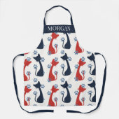 Folk Art Cat Pattern | Farmhouse Kitchen Schort (Voorkant)