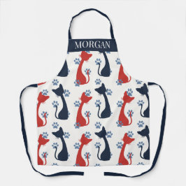 Folk Art Cat Pattern | Farmhouse Kitchen Schort