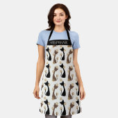 Folk Art Cat Pattern | Farmhouse Kitchen Schort (Gedragen)