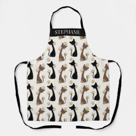 Folk Art Cat Pattern | Farmhouse Kitchen Schort