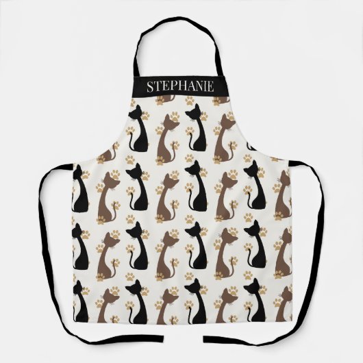 Folk Art Cat Pattern | Farmhouse Kitchen Schort (Voorkant)