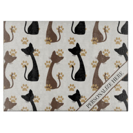 Folk Art Cat Pattern | Farmhouse Kitchen Snijplank