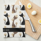 Folk Art Cat Pattern | Farmhouse Kitchen Theedoek (Quarter Fold)