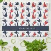 Folk Art Cat Pattern | Farmhouse Theedoek (Gevouwen)