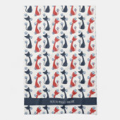 Folk Art Cat Pattern | Farmhouse Theedoek (Verticaal)