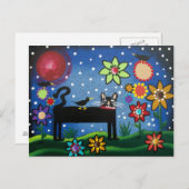 FOLK ART Cat with Attitude BY LORI EVERETT postcar Briefkaart (Voorkant / Achterkant)