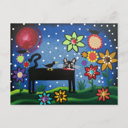 FOLK ART Cat with Attitude BY LORI EVERETT postcar Briefkaart (Voorkant)