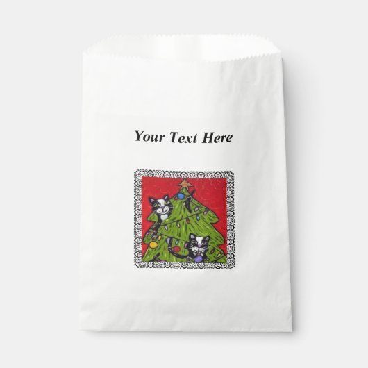 Folk Art Cats kerstboom Bedankzakje (Voorkant)
