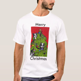 Folk Art Cats kerstboom T-shirt
