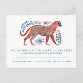 Folk Art Cheetah Bewegende Aankondiging Briefkaart (Voorkant)