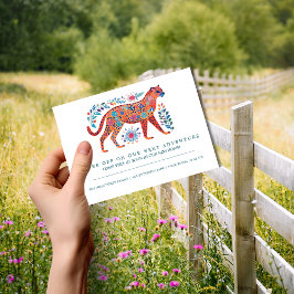 Folk Art Cheetah Bewegende Aankondiging Briefkaart