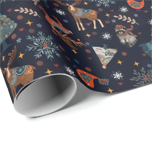 Folk Art Christmas  Cadeaupapier (Rol Hoek)