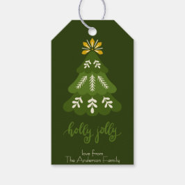 Folk Art Christmas Ornamenten cadeau label Cadeaulabel